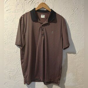 Men's IZOD Golf Polo Shirt Large Black Orange White Stripe
